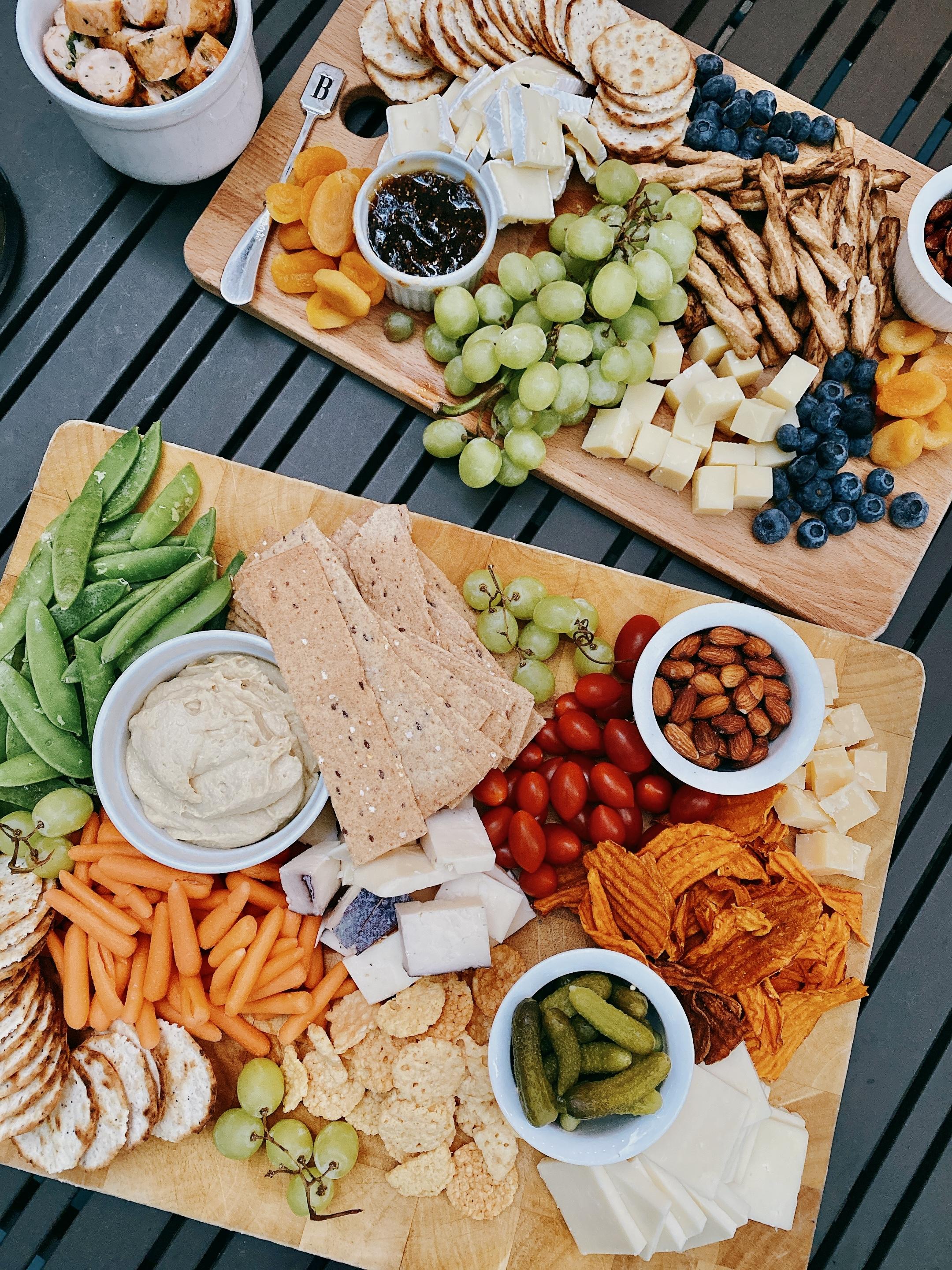 Grazing board with breads and seasonal accents